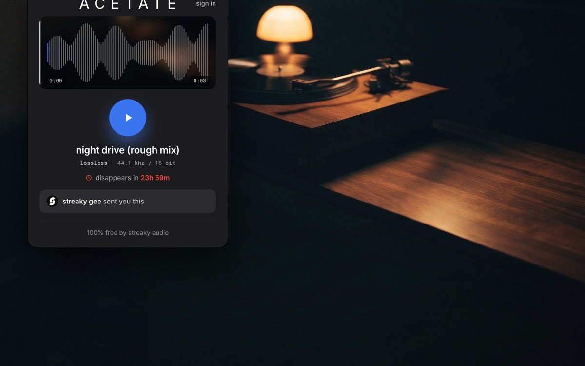listen in any browser. no login.