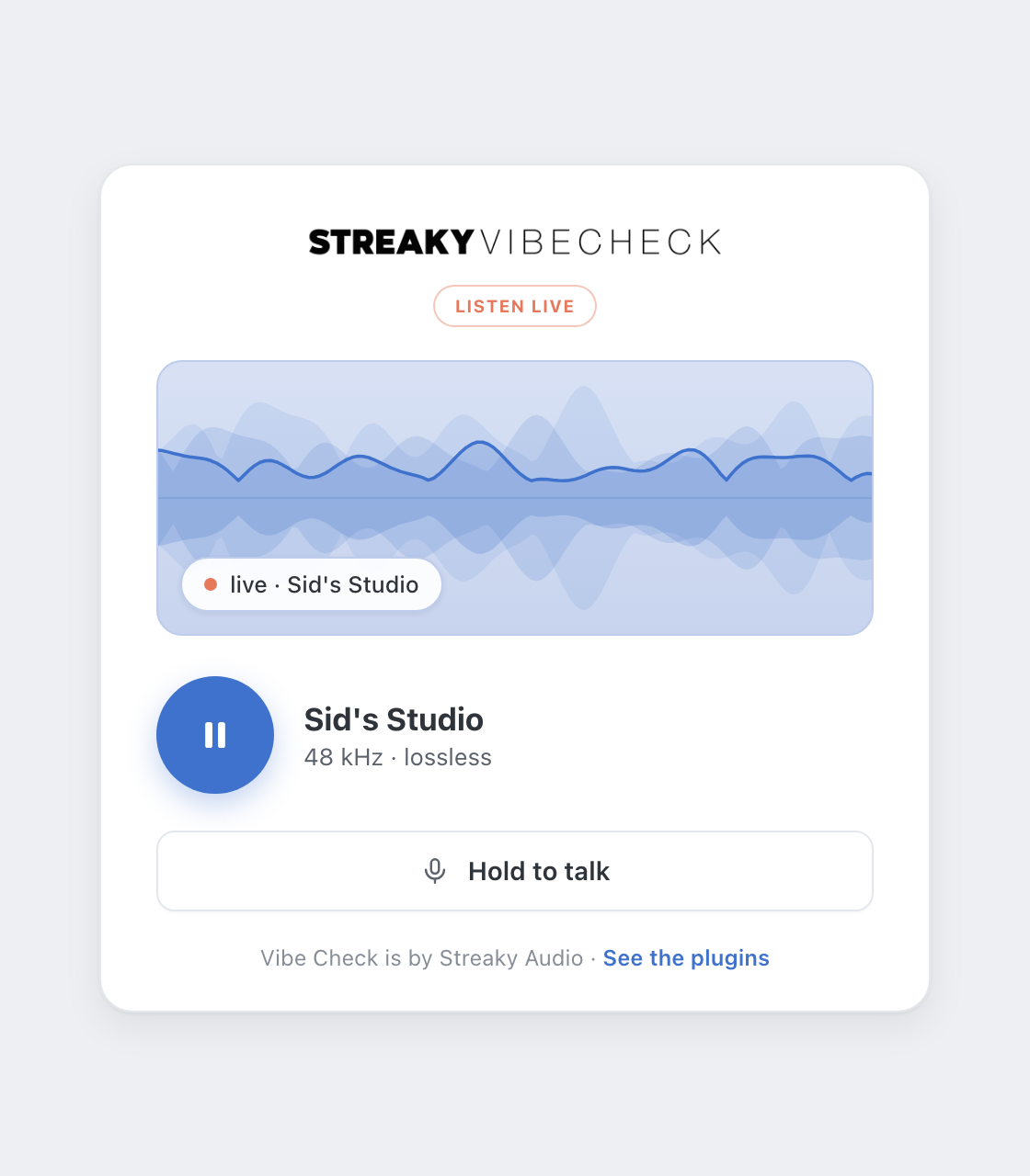 The Vibe Check live player in a browser